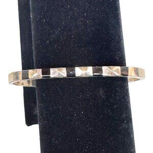 Vintage Mexican Silver & Black Onyx Hinged Bangle Bracelet Size 6.5 Taxco Signed